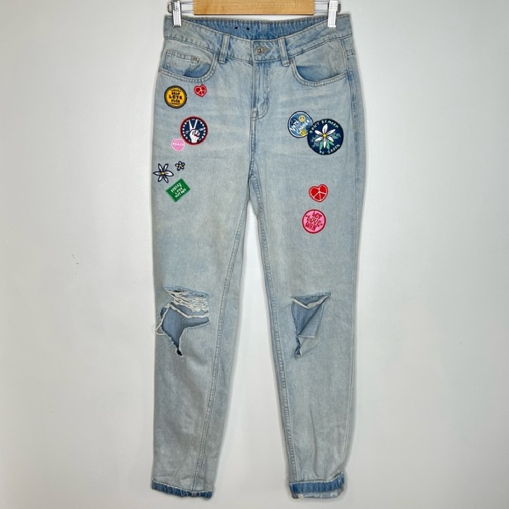 h&m Patch ripped boyfriend jeans